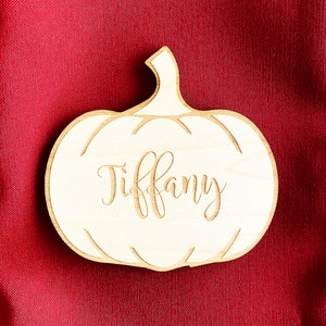 Pumpkin Wood Engraved Place Cards, Thanksgiving Place Cards, Thanksgiving Escort Cards, Pumpkin place cards, Personalized place cards image 3