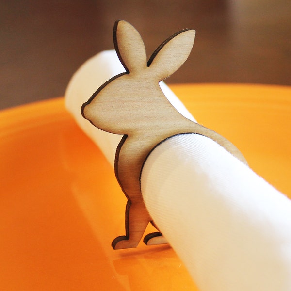 Easter Rabbit Wood Napkin Rings, Easter, Bunny Rabbit, Easter Bunny, Laser Cut Set of 4, 8, 12, Large Size
