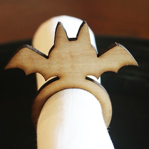 Bat Wood Napkin Rings, Halloween, Halloween Wedding, Laser Cut Set of 4, 8, 12 image 2