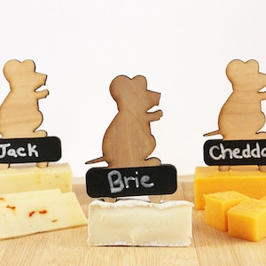 Writeable Mice Cheese Markers Set of 5 - chalkboard, hostess gift, cheese plate, hors d&#39;oeuvres, appetizers