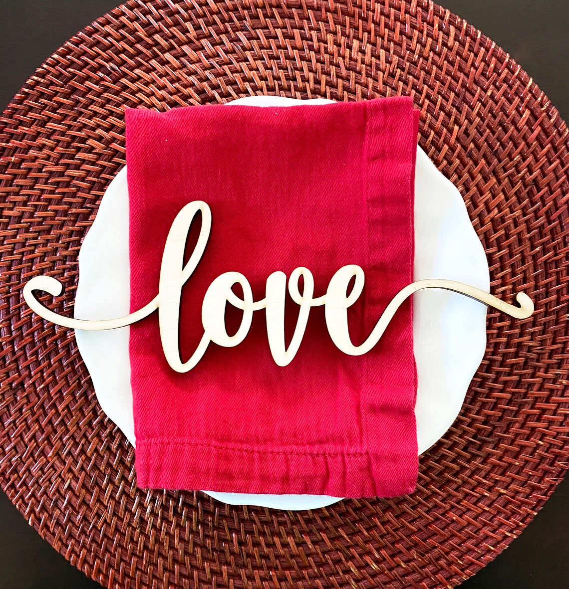 Love Place Cards Valentine's Day Place Cards Love Wood Etsy