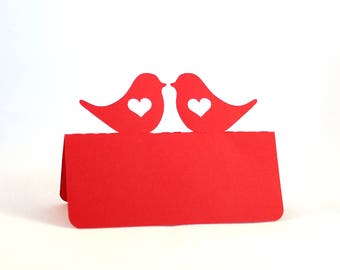 Love Bird Place Cards,  Love bird escort cards, Love birds with heart, Wedding place cards, outdoor wedding, love birds