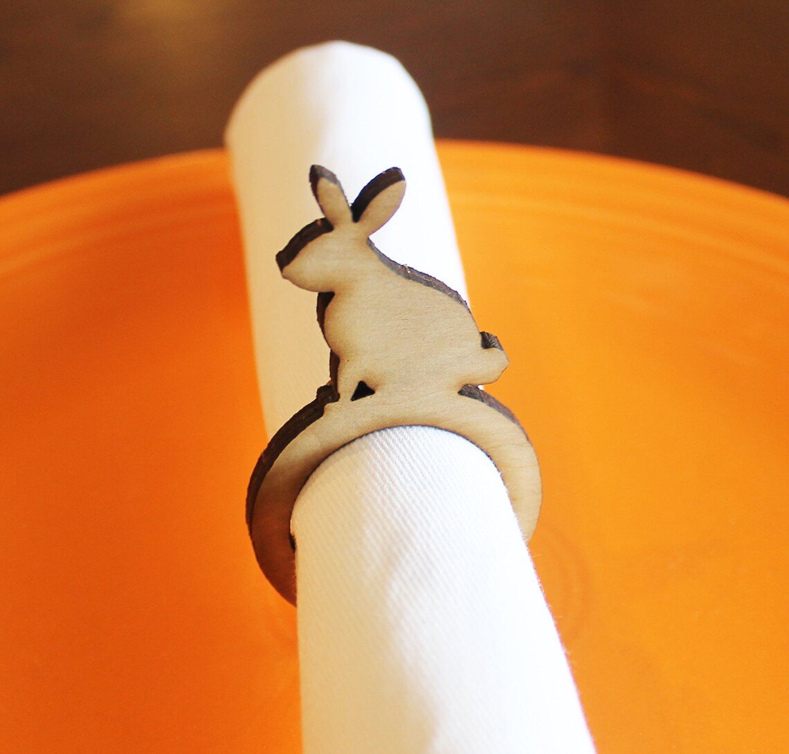 Easter Rabbit Wood Napkin Rings Easter Easter Bunny Easter Etsy