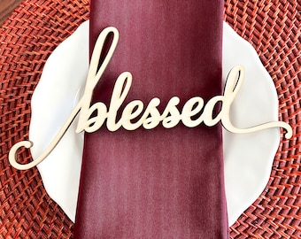 Blessed place cards, Thankful place cards, grateful place cards, Thanksgiving wood place cards, Thanksgiving place setting