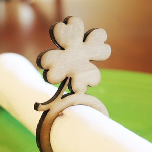 Shamrock Wood Napkin Rings, St. Patricks's Day, Laser Cut Set of 4, 6, 8, 12 image 1