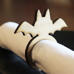 Bat Wood Napkin Rings, Halloween, Halloween Wedding, Laser Cut Set of 4, 8, 12 image 3