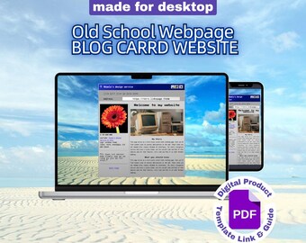 Computer Window Blog Theme Carrd Website Template (Y2K Old Web Retro Computer 2 Page Edit Customize Done For You Upload Your Own Content)