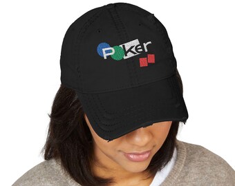 Poker Chips Dad Hat | Embroidered Distressed Baseball Cap