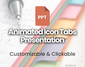 Interactive Animated Presentation Icon Tabs Theme Editable Powerpoint Downloadable File With Tutorial