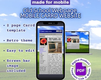 Retro Computer Mobile Links Page Link In Bio Theme Carrd Template (Y2K Old Web Edit Customize Website Done For You Upload Your Own Content)
