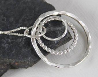 Silver Three Ring Necklace