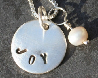 Sterling Message Necklace with Pearl