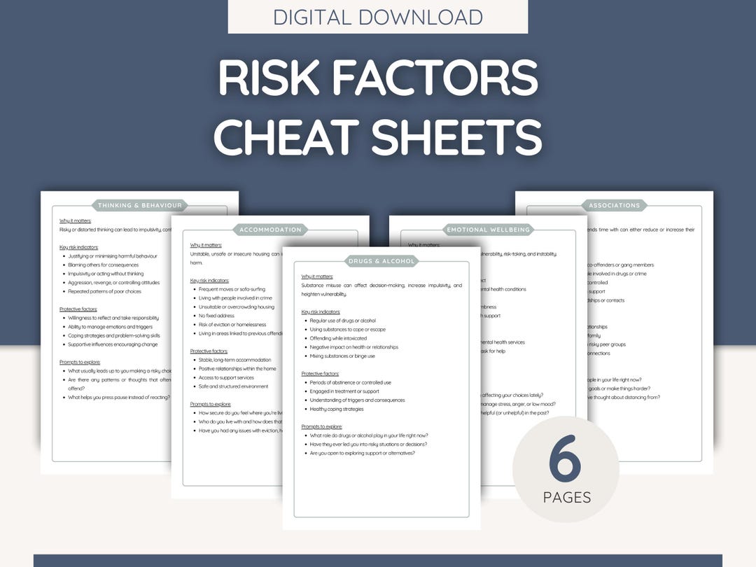 Cheat Sheet Risk Validations Risk Factor Cheat Sheet Toolkit: Probation & Case Management (PDF ...