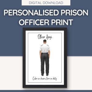 Personalized Prison Officer Portrait: Custom Correctional Staff Gift (Digital Download, PNG & PDF Format)