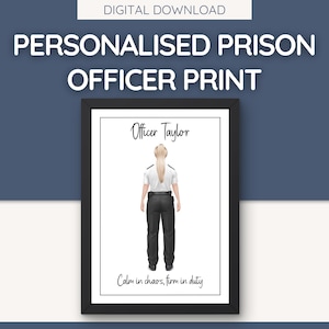 Personalized Prison Officer Portrait: Custom Correctional Staff Gift (Digital Download, PNG & PDF A4)