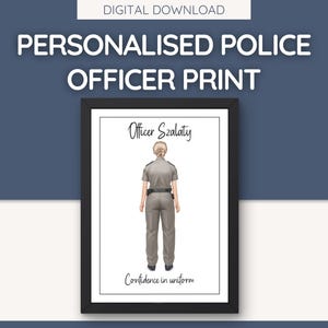 Personalized Female Police Officer Portrait: Custom Digital Art (PNG & PDF)