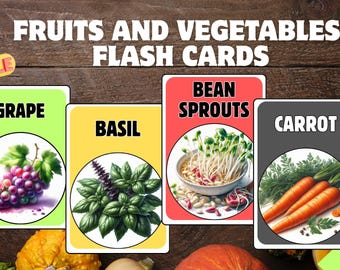 120 Fruits Vegetables Flash Cards | Kids Learning ESL Vocabulary (PDF Download)