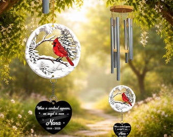 Personalized Memorial Cardinal Wind Chime, Sympathy Gift