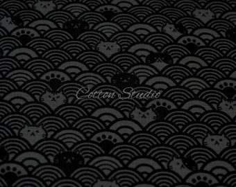 Japanese Cotton Fabric Seigaiha Large Navy 48x55cm Fat Quarter Cut Piece
