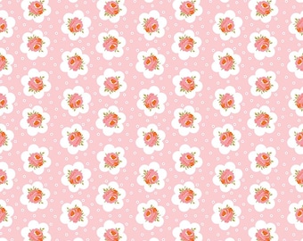 Riley Blake Peach Cobbler Tea Tin Rose Pink Quilting Fabric