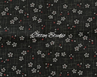 Japanese Fabric Fat Quarter or by the Half Yard Sakura Cherry Blossoms Kimono Black