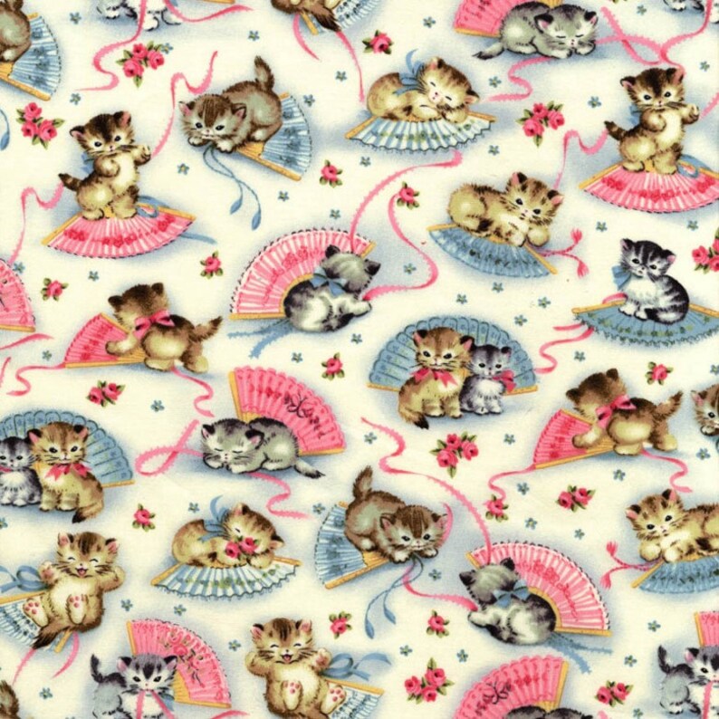 Smitten Kittens Michael Miller Fabric By The Yard Cat Fabric Etsy
