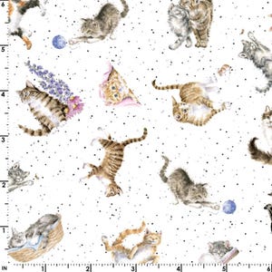 Whiskers & Paws by Hannah Dale Tossed - Cats White fabric