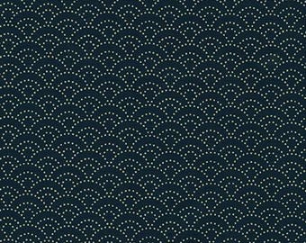Japanese Fabric Seigaiha Waves in Navy Blue Sevenberry
