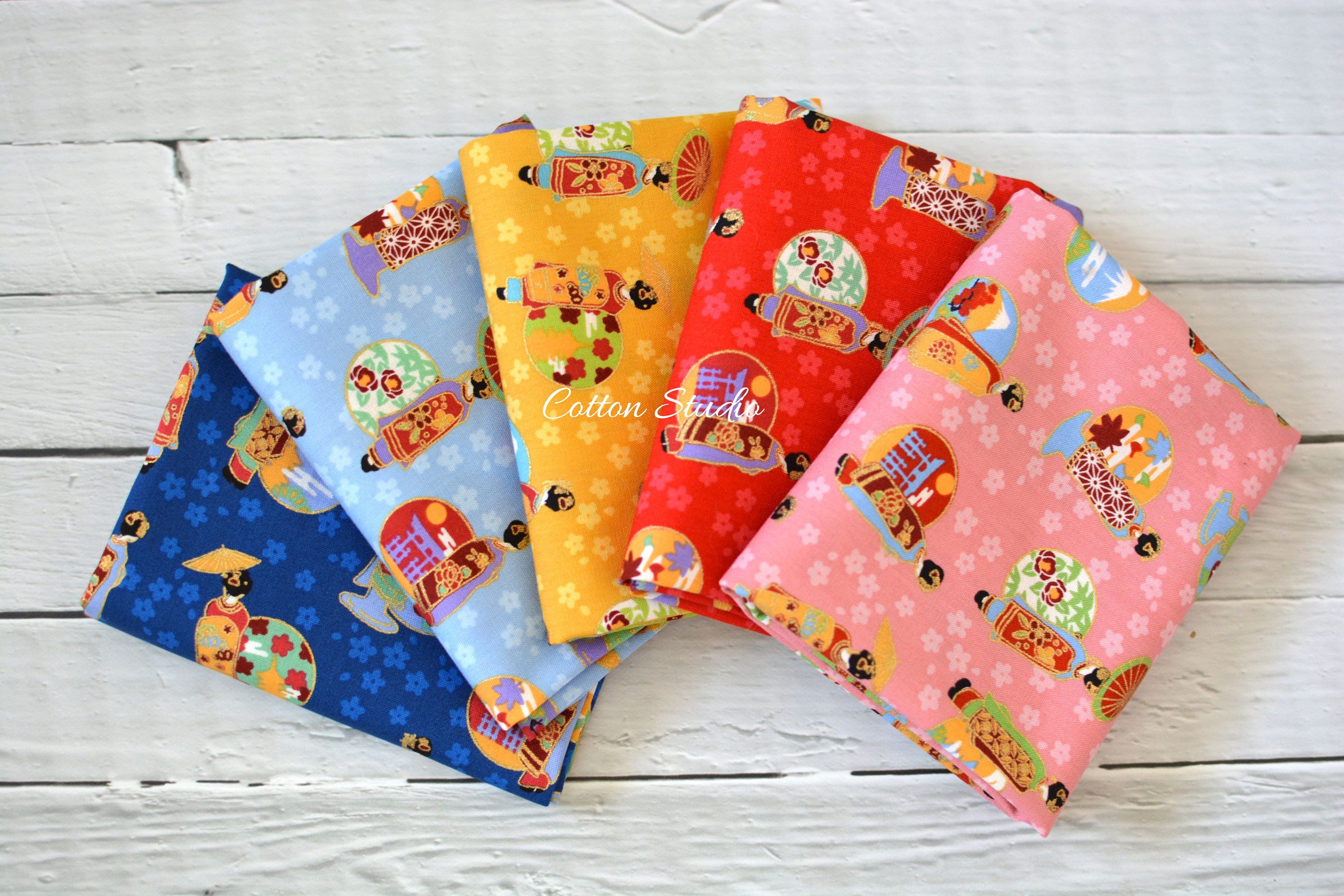 Japanese Fabric Fat Quarters Fat Quarter Bundle Set Black Novelty