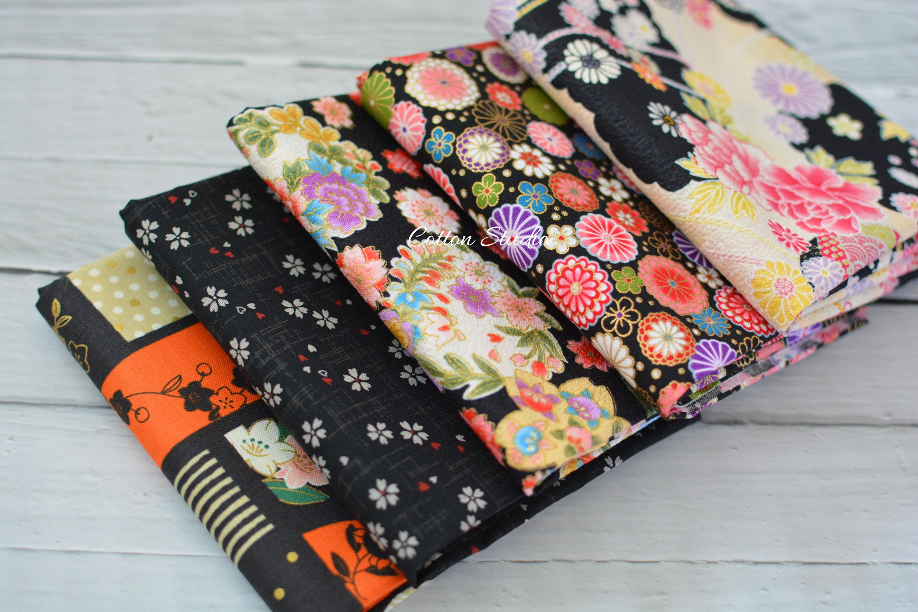 Japanese Fabric Fat Quarters Fat Quarter Bundle Set Kimono Etsy
