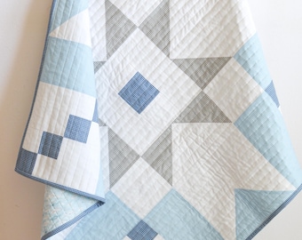 Super Star Baby Quilt Kit - Gingham Baby Boy Quilt 36" x 36"