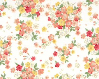 Kokka Sakura Cotton Sheeting Light Beige Metallic Accent Japanese Fabric