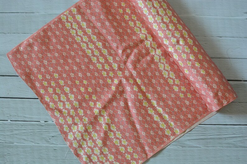 Vintage Japanese Silk Kimono Fabric Flowers Pink Set of 2