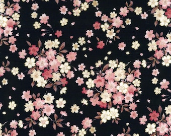 Kokka Sakura Cotton Sheeting Black Metallic Accent Japanese Fabric