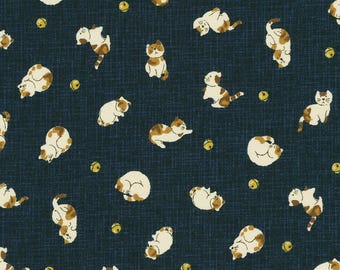 Japanese Fabric Cats in Navy Blue Sevenberry Kasuri