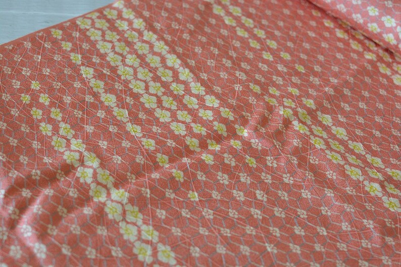 Vintage Japanese Silk Kimono Fabric Flowers Pink Set of 2