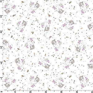 Whiskers & Paws by Hannah Dale Tiny Flowers - Cats fabric