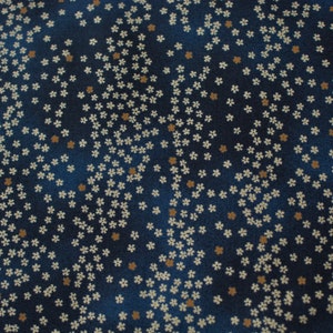 Japanese Fabric Tiny Sakura Cherry Blossoms Navy Blue