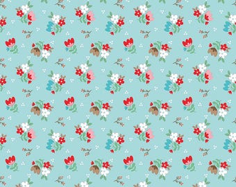 Riley Blake Whimsical Woodland Floral Aqua Quilting Fabric
