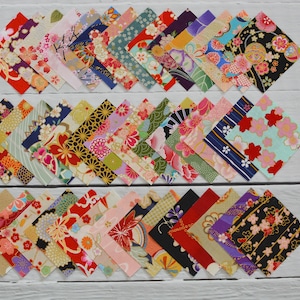 Japanese Fabric 3&quot; x 3&quot; Squares - 42 pieces Assortment of All Different Prints