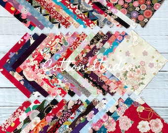 Japanese Fabric Charm Pack Pre-cut 5" x 5" Squares - 42 pieces Assortment of All Different Prints