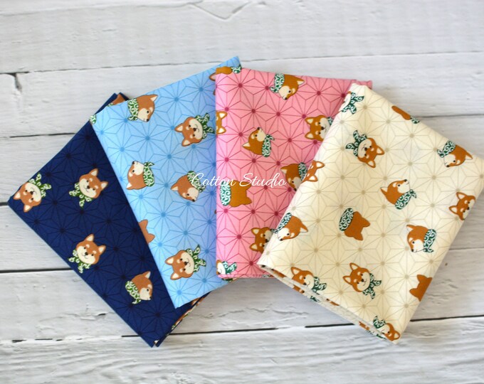 Japanese Fabric Fat Quarters Fat Quarter Bundle Set Shiba Inu Etsy