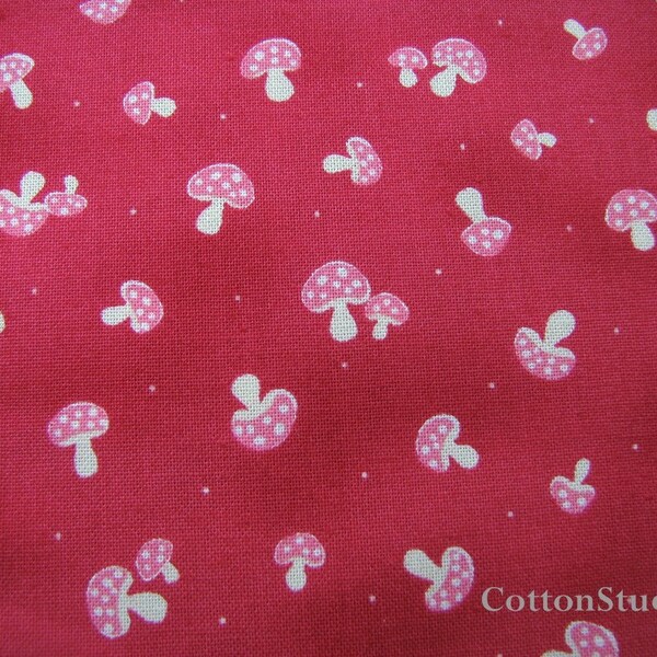 Japanese Fabric Lecien Chum Chum Bear Mushroom Half Yard Red