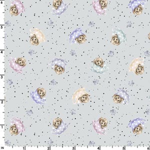 Whiskers & Paws by Hannah Dale Tiny Teacups - Dogs Gray fabric
