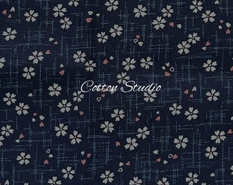 Japanese Fabric Fat Quarter or by the Half Yard Sakura Cherry Blossoms Kimono Navy Blue