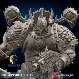 3D Printed Doom Marines - Chaos Berserker 04 by Meshbrain Lab Miniatures