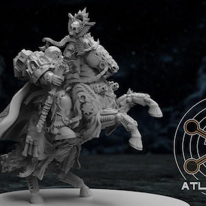 3D Printed Mounted Angelic Battle Priest by Atlan Forge Miniatures