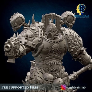 3D Printed Doom Marine Berserker 03 by Meshbrain Lab Miniatures