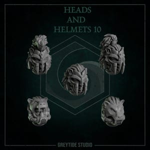 3d Printed Heads and Helmets x10 by Greytide Studio