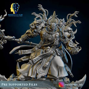 3D Printed Doom Marine Sorcerer on Flying Disc by Meshbrain Labs